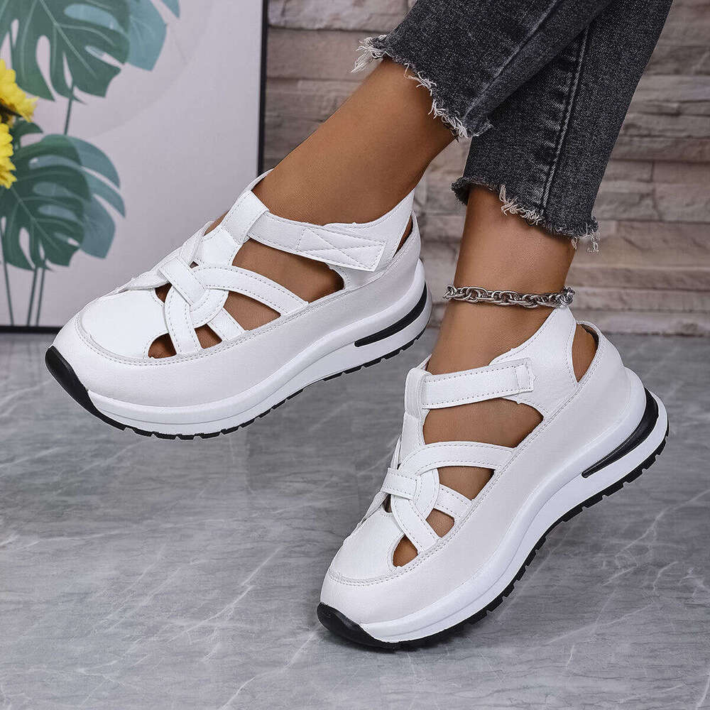 Chic White Velcro Sandals for Summer! Soft and Cushi oned Sole, Fashion - Forward Look. Versatile Enough for Both Beach and City Adventures. Adjust to