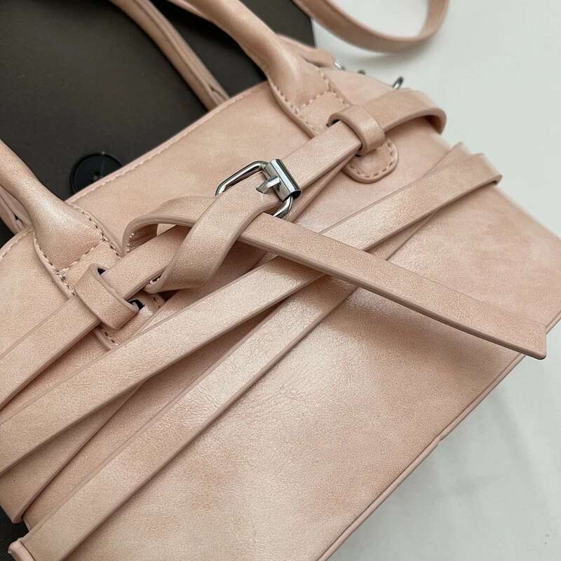 Designer bag New Arrival Pink PU Leather Handbag Crossbody Bag TopHandle Satchel Knotted Strap Decorative Keychain Fashion Trendy Small Cute Summer