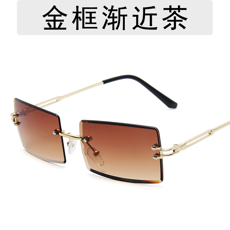 Cross-Border Fashionable Eyewear for Ladies: Unframed Gradient Square Shades