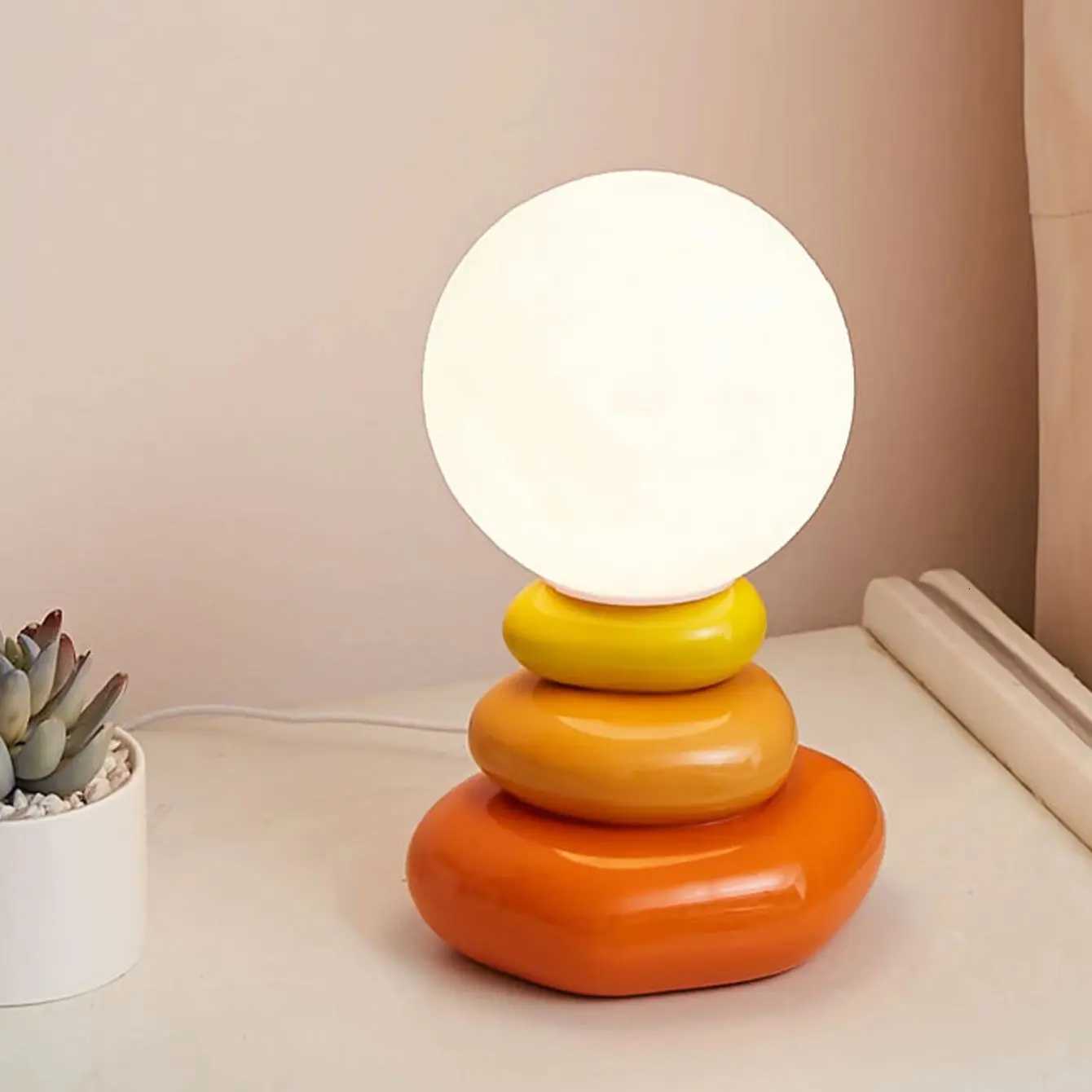 Colorful Stone Table Lamp LED neutral light Bedroom Bedside lustre Lamp Creative Nordic Stacked Stone ShapeM251125