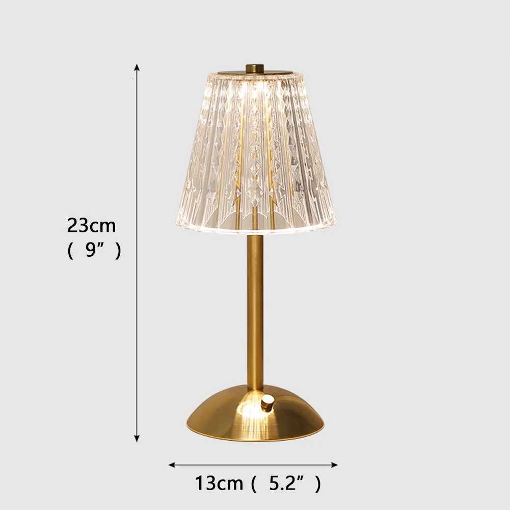 Nordic Crystal Rechargeable Table Lamp LED Bar Lamp Touch Dimmable Golden Desk Lamp Living Room Bedroom Hotel Lamp Bedside LampM251125
