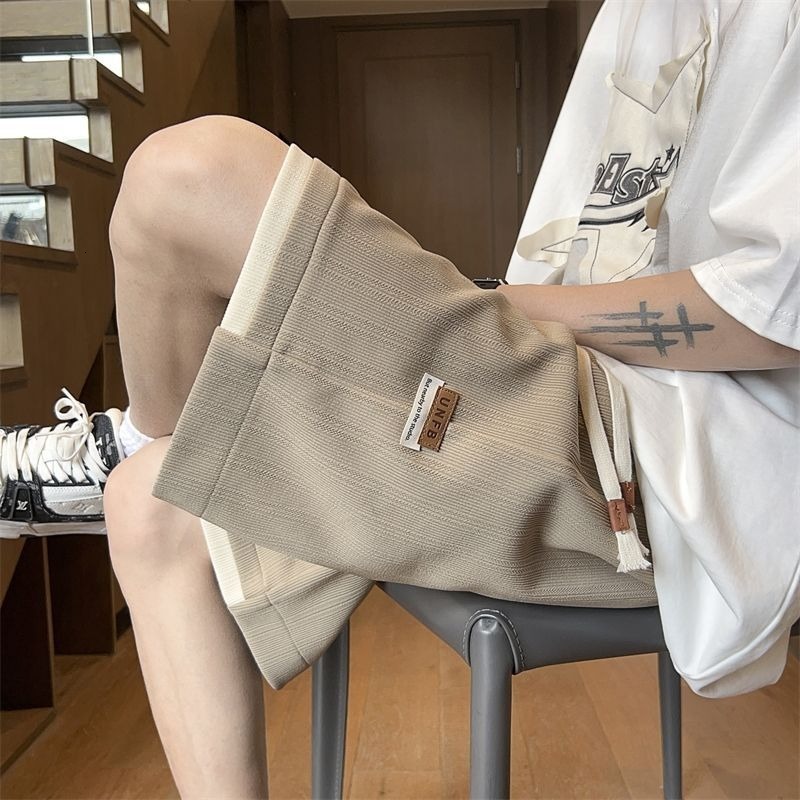 Summer breathable fabric fake two-piece five quarter pants simple casual versatile loose shorts men's trend