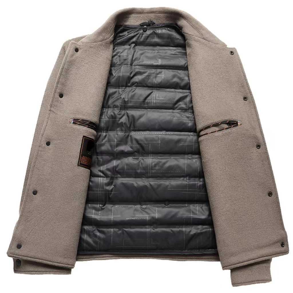 024 Autumn/Winter New Short Double sided Woolen Coat Jacket Detachable Down Inner Lining Mens Korean Edition Casual TopT251125