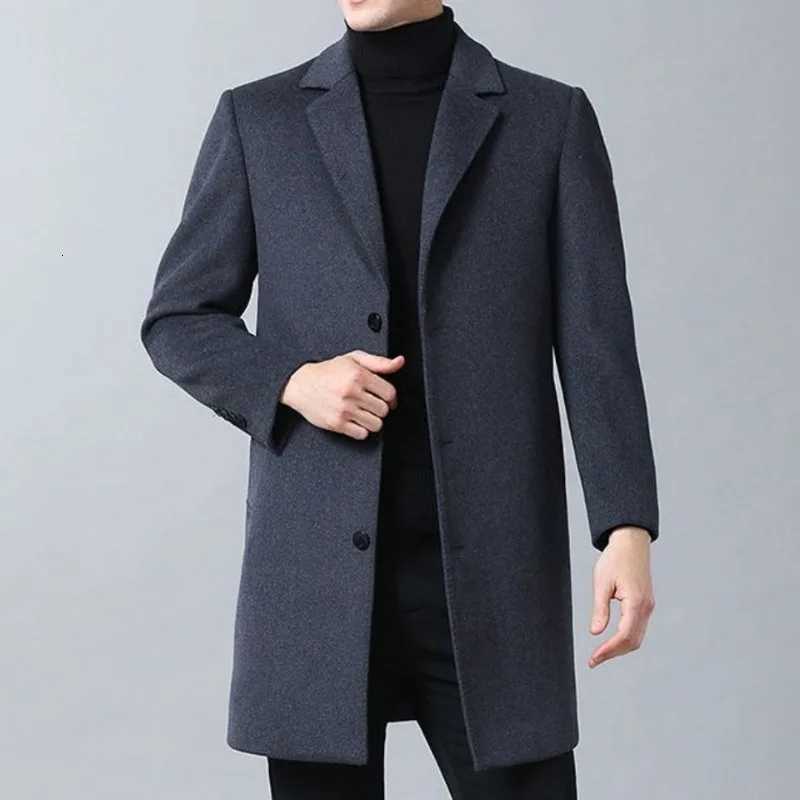 Plus Size Wool Coat for Men Classic Lapel Design Loose Fit Overcoat for Middle Aged GentlemanT251125
