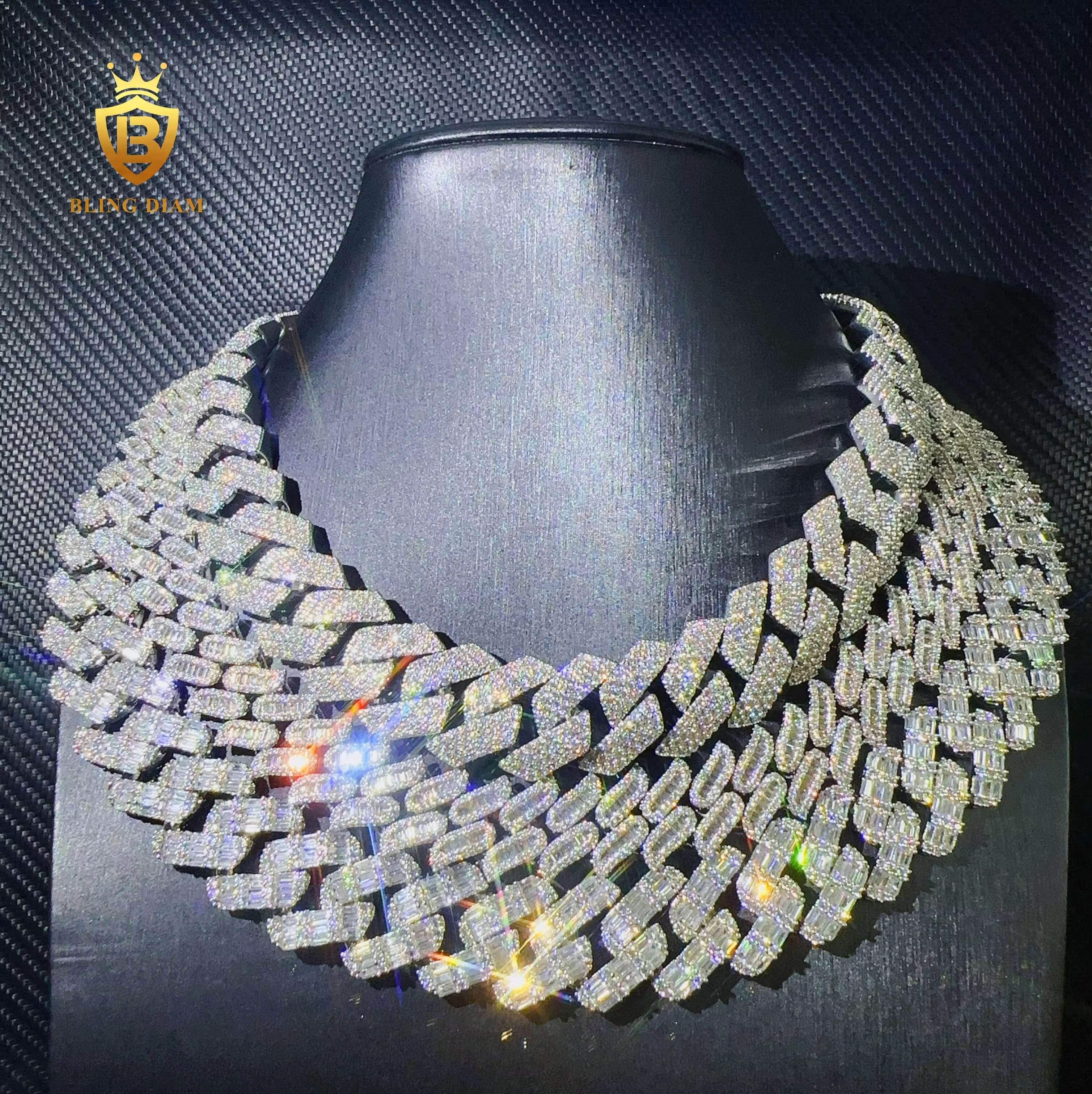 2023 Hot Sale Custom Hip Hop Jewelry Fashion 12mm 15mm 16mm 18mm 20mm AAAAA+ Moissanite Diamond Cuban Link Chain
