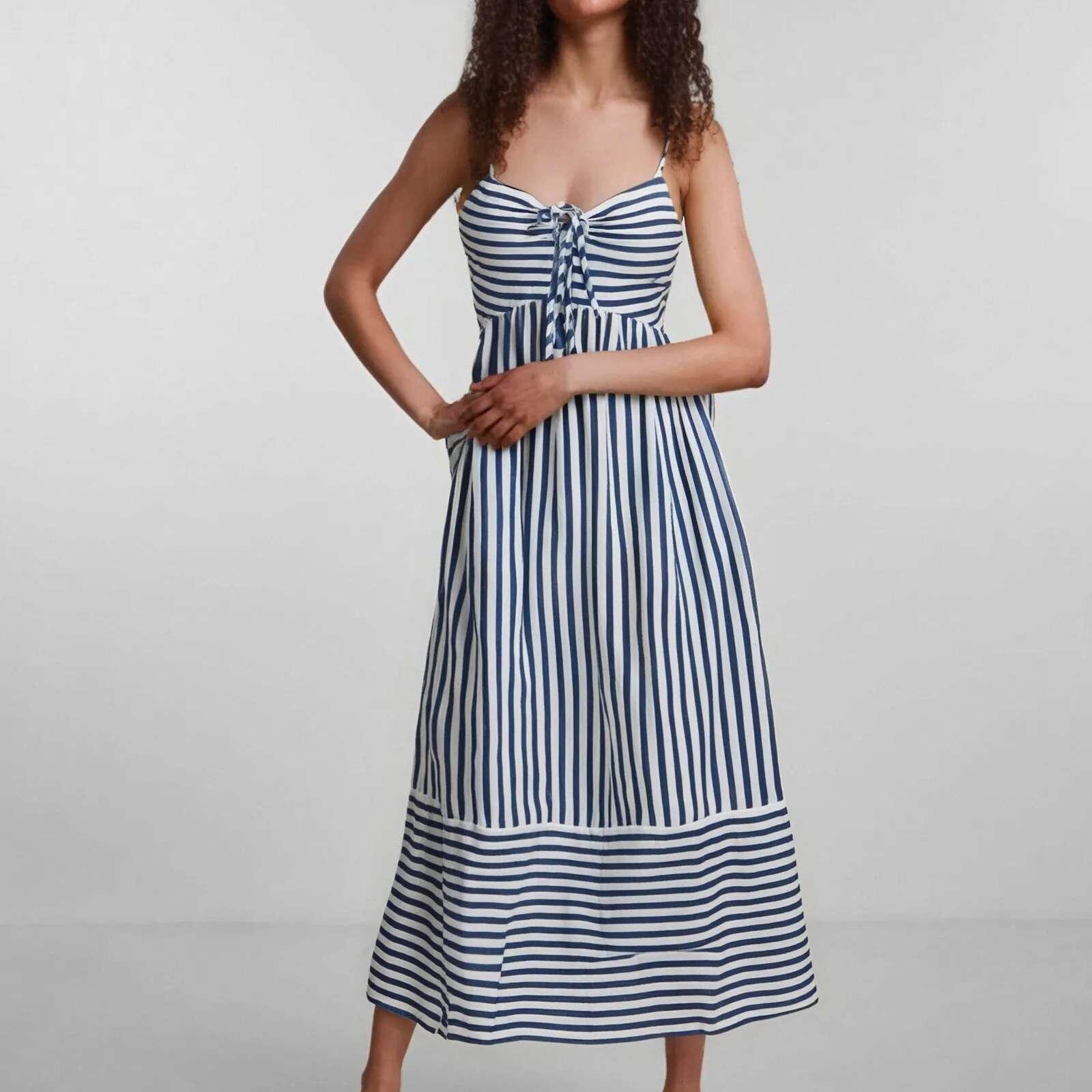 Dongdumaoyi Vintage Dress For Women Long Beach Sexy New Dresses Summer V Neck Striped Sling Holiday Sundress