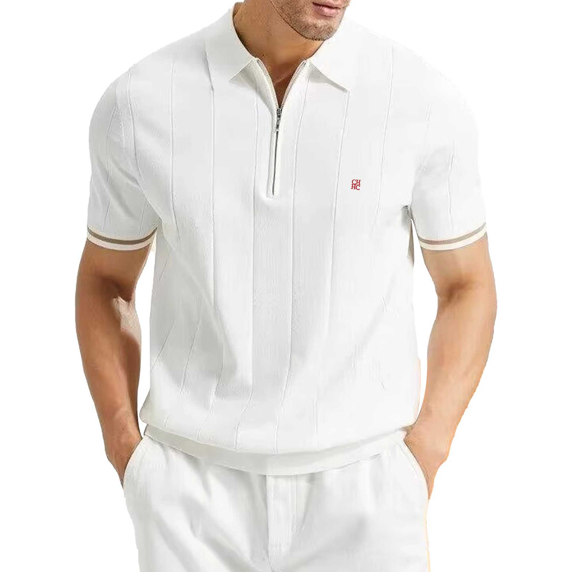 CHCH 2024 New Summer Ribbon Knitted Mens Polo Shirt Breathable Cool Brand High Quality Mens Texture Polo ShirtXJ250425
