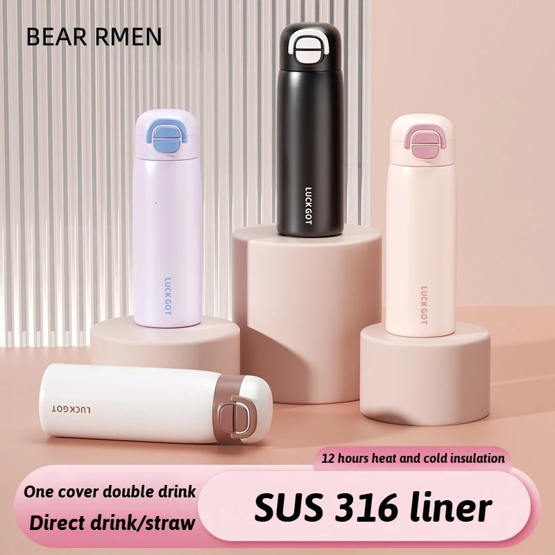 500ml Stainless Steel 316 Vacuum Flask Thermos Bottle with Straw Portable Water Bottles Keeps Cold and Heat Thermal Mug Gifts 251114 W260226