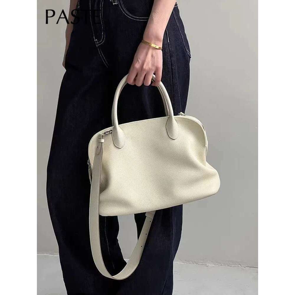 Designer Bag White Soft Large Capacity Women Tote With Contours Imported Cow Leather Business OL Ladies Shoulder Bag Cowskin Handbag
