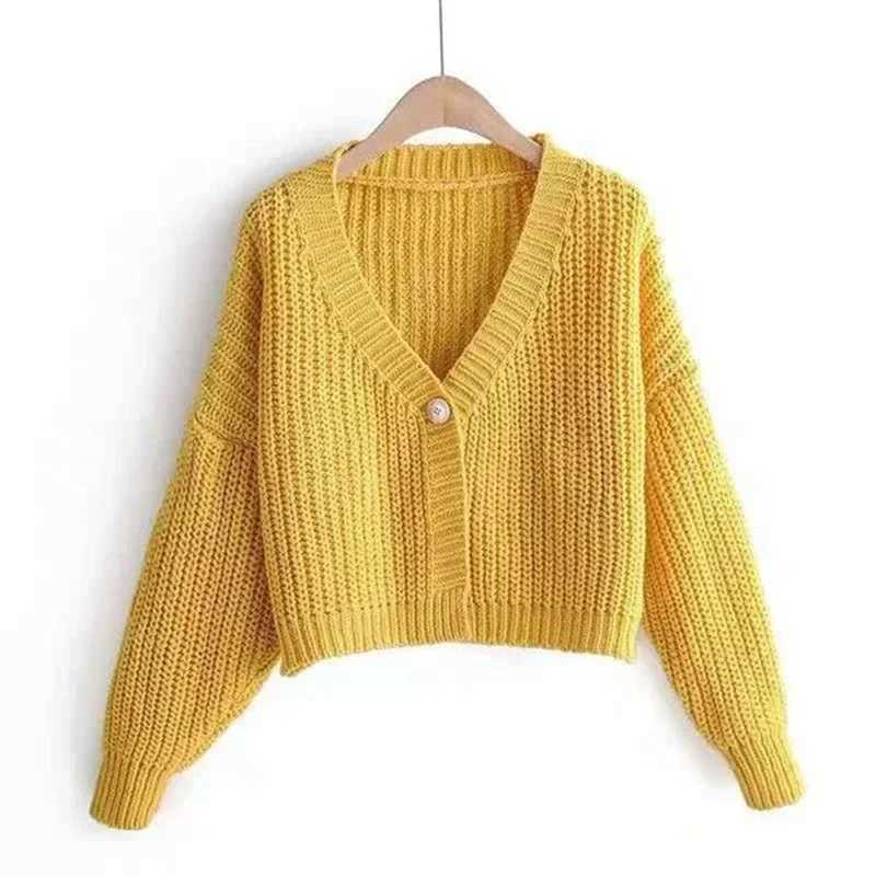 V-neck Women Cardigan Sweater Fashion Casual Loose Knitwear Long Sleeve Coats Autumn Elegant Winter Warm Solid Color Knitted TopT251125