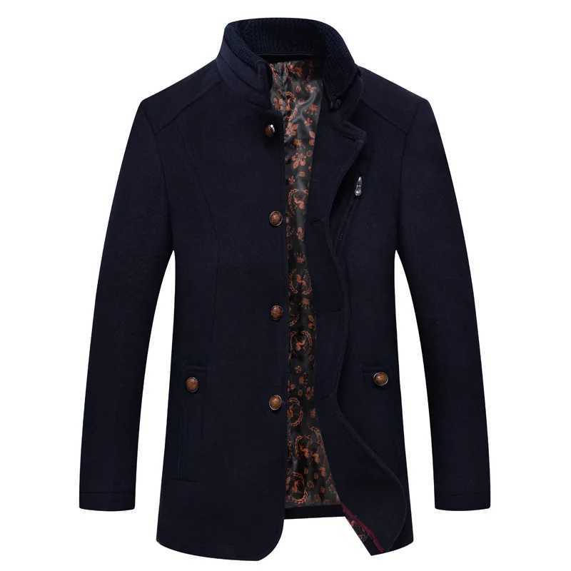 New Winter Men Stand-up Collar Woollen Trench Coats Male Business Casual Cashmere Blazers Jackets Overcoats Quality Suits CoatsT251125