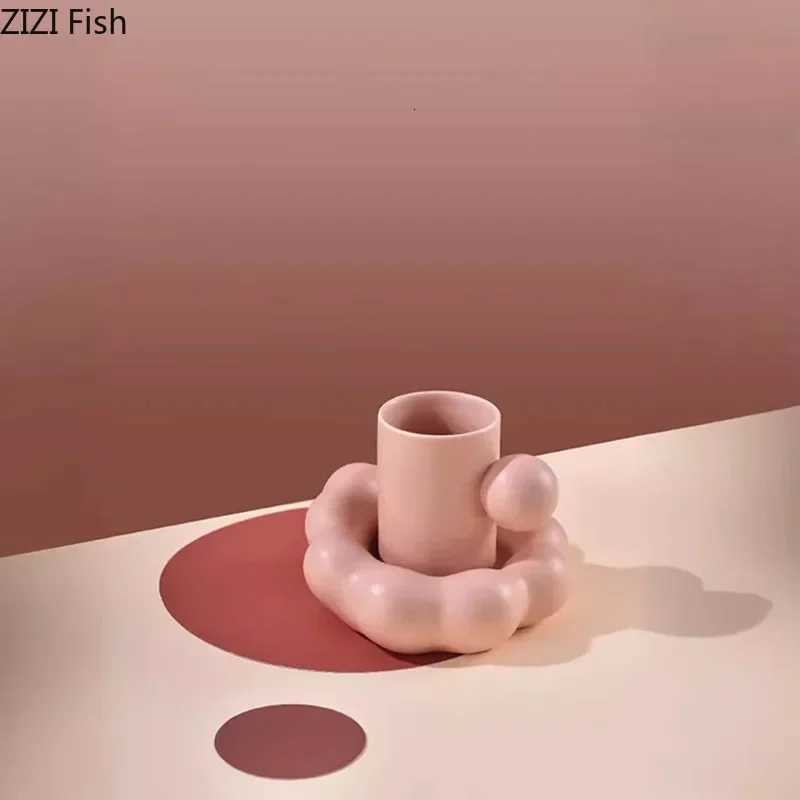 Creative Cotton Candy Shaped Ceramic Cupsaucer Dining Table Coffee Cup Mugs Afternoon Tea Teacup Milk Tea Fruit Juice Container Y251125