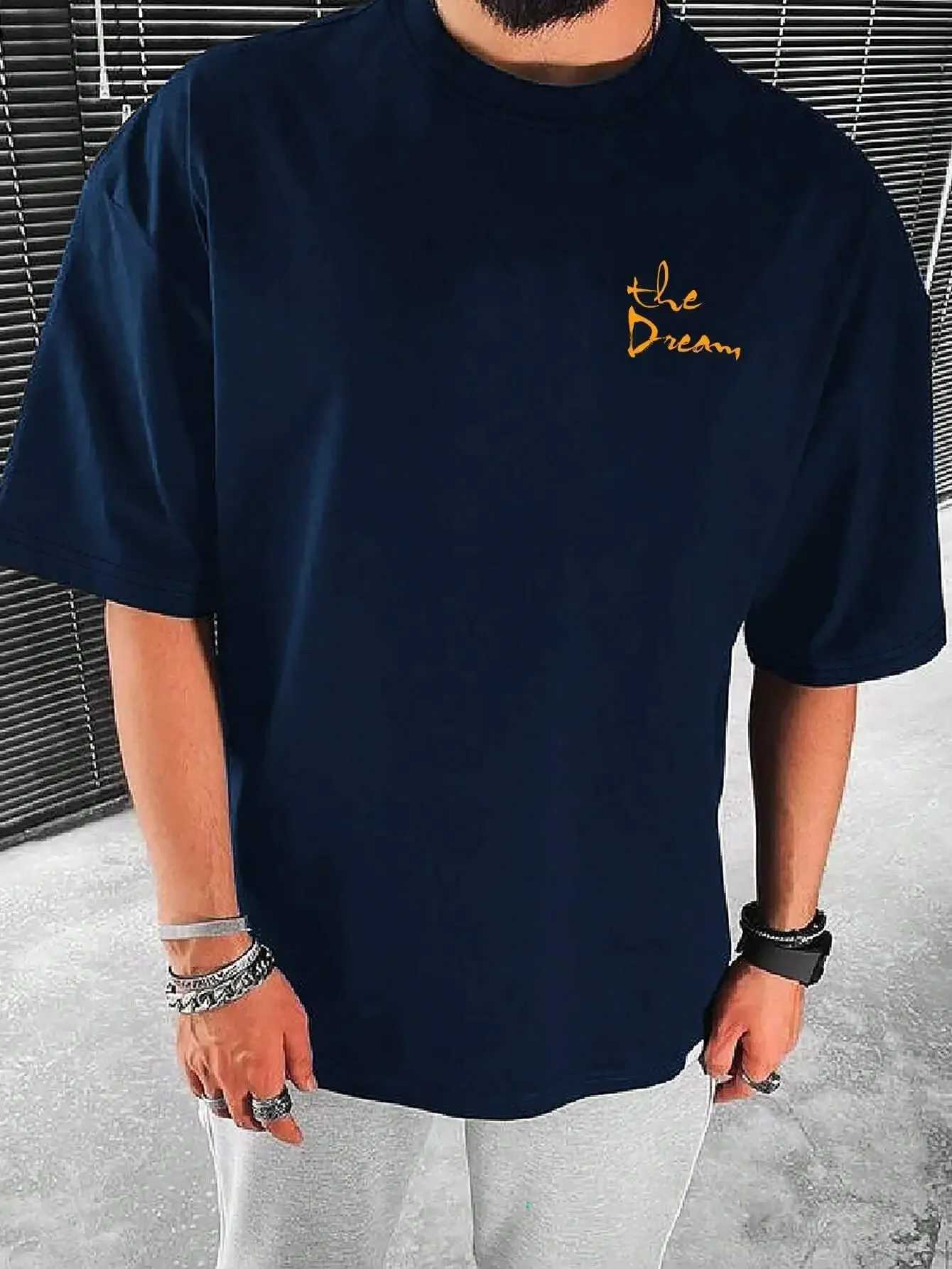 Streetwear Dont Dream Your Life Your Dream Mens Fashion Summer T-shirt 100% Cotton Loose Top Breathable T-shirt W250425