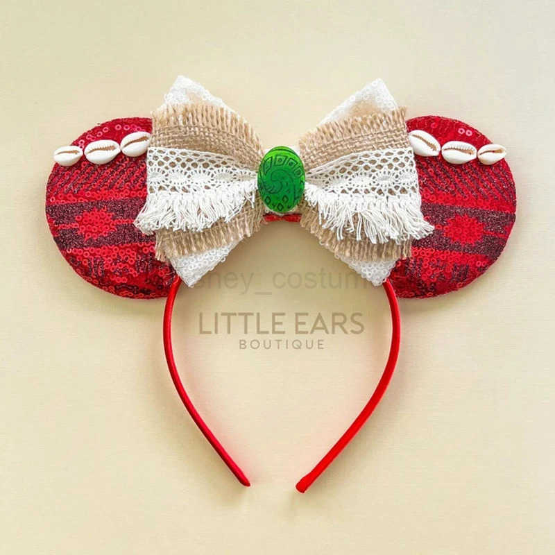 Disney Mickey Mouse Headwear Moana Earwear Girl Childrens Fish Hook Hair Womens Glitter Bow Maui Hair Accessories Gift X250425