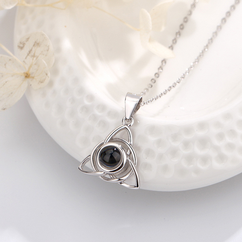 I Love You Projection Stone Necklace with Hollow Triangle and Round Pendant necklace for men moissanite chain designer necklace designer jewelry neckl - view 5