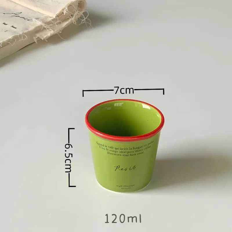 Straight Water Cup Creative Japanese Letter Large Capacity Ceramic Coffee Cups Couple Household Mug Vintage Drinkware Y251125