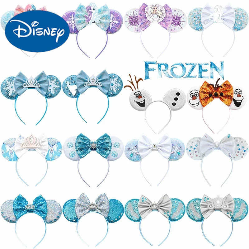Disney Frozen Ears Headband Female Snowman Olaf Hair for Girls Crown Bow Headband Children Anna Princess Elsa Hair Accessories Gift X250425