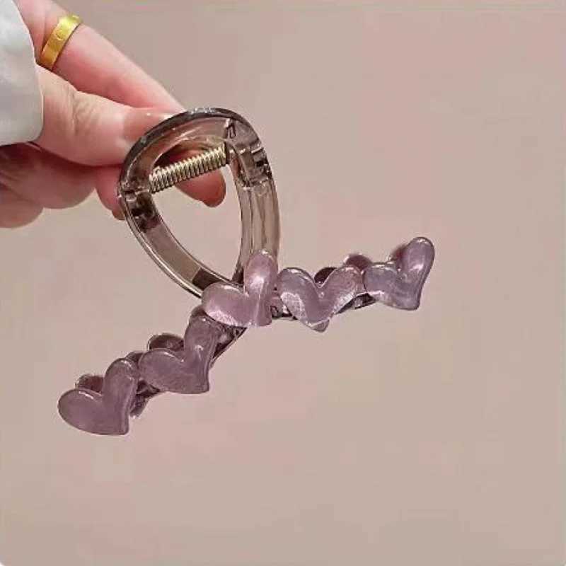 1 love grabbing clip suitable for womens new high-end and fresh Korean jelly color simple editing headband forest hair editingT250425