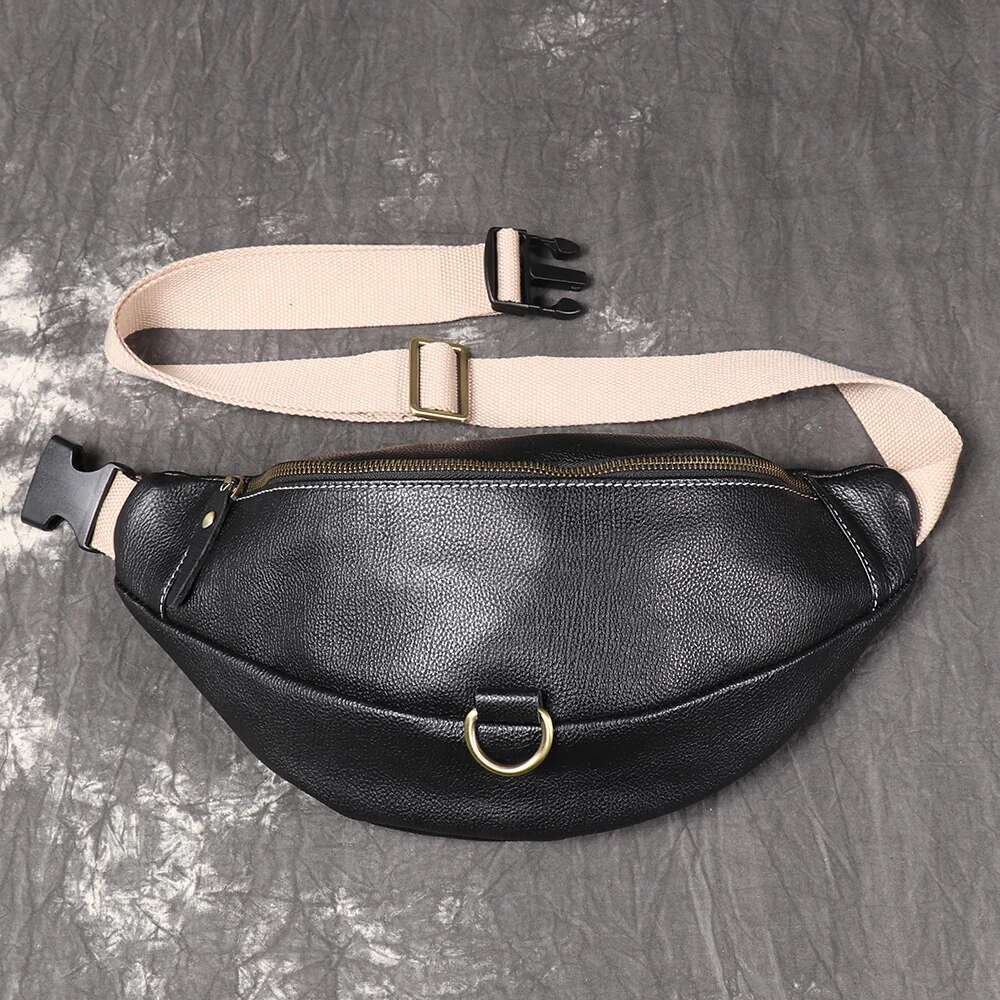 LUOKIR Unisex Genuine Chest And Toe Cover Layered Leather Casual Versatile Crossbody Large Capacity Mobile Phone Bag
