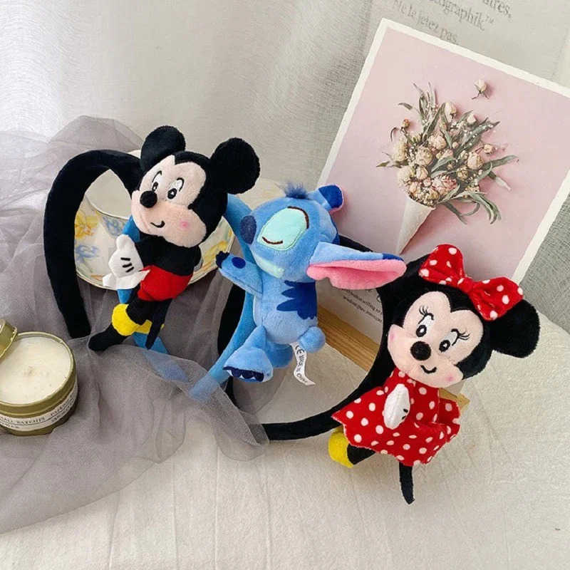 Disney Plush Ears Winnie The Pooh Headband Women Cartoon Anime Mickey Donald Duck Hairbands Girl Tigger Headwear Kids Party Gift X250425