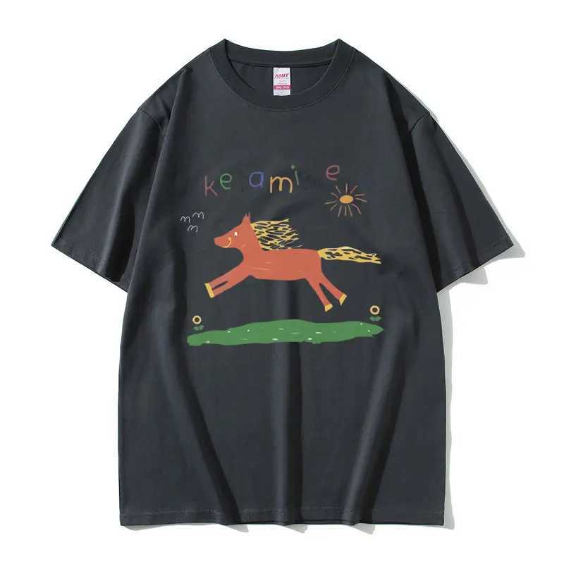 Interesting ketamine horse graphic printed T-shirt for mens casual jokes humorous meme T-shirt for mens pure cotton T-shirt for mens oversized T-shirt
