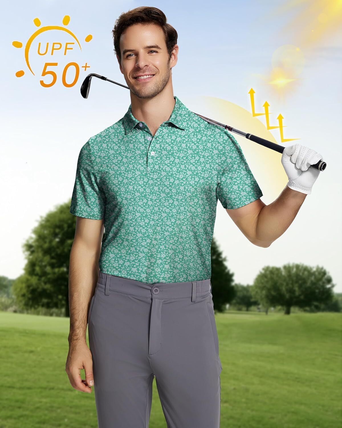 Mens Polo shirt Mens Golf Funny Print Golf Polo Shirts for Men Lightweight Dry Fit Quick Dry Casual tops summer clothes Short sleeve