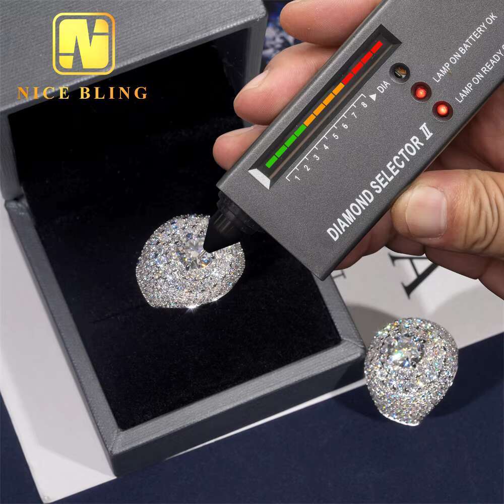 Pass Diamond Tester Iced Out Men Rings 925 Silver Fashion Moissanite Ring Hip Hop Fashion Jewelry Rings