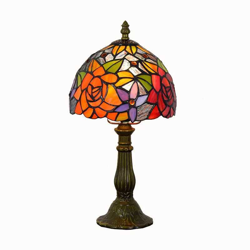 European Style Table Lamp Stained Glass Reading Light Small Room Decorate Lamp for Home Living Room Nightstand Bedroom Office C251125
