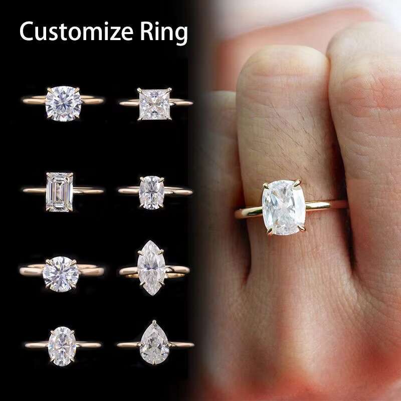 Fine Jewelry Certificated Diamond Ring PT950 Platinum Prong Setting Moissanite 18K 14K Gold Engagement Ring Bands Rings