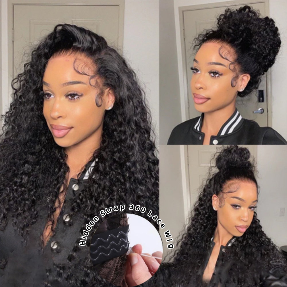 250 Density Invisi Strap 360 Full Hd Deep Wave Glueless Wig Human Hair PrePlucked 30 Inch Lace Front Wig Deep Curly Wave Frontal Wig