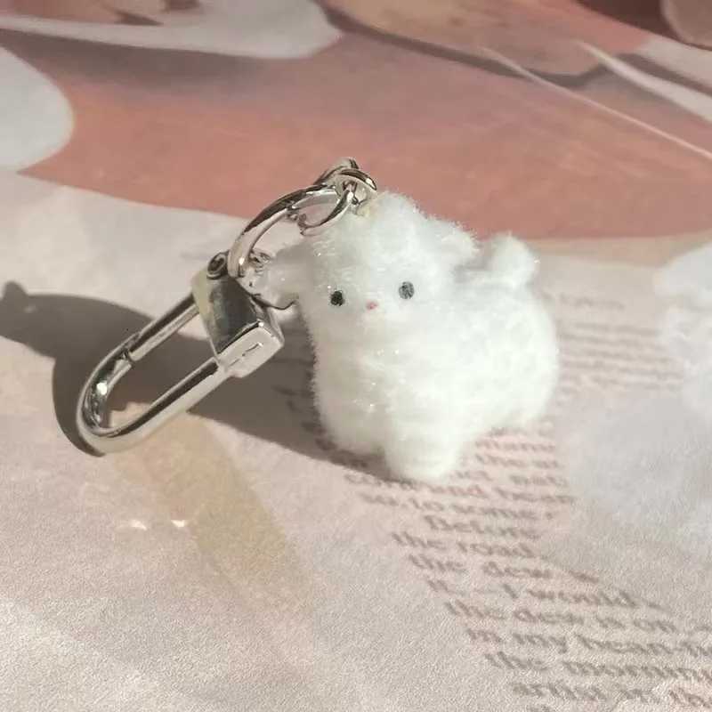 Flocking Alpaca Elk Capybara Garlic Goose Keychain Cute Three dimensional Plush Toy Backpack Earphone Case PendantXJ251125