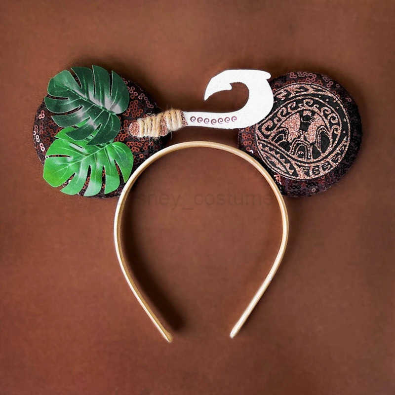 Disney Mickey Mouse Headwear Moana Earwear Girl Childrens Fish Hook Hair Womens Glitter Bow Maui Hair Accessories Gift X250425