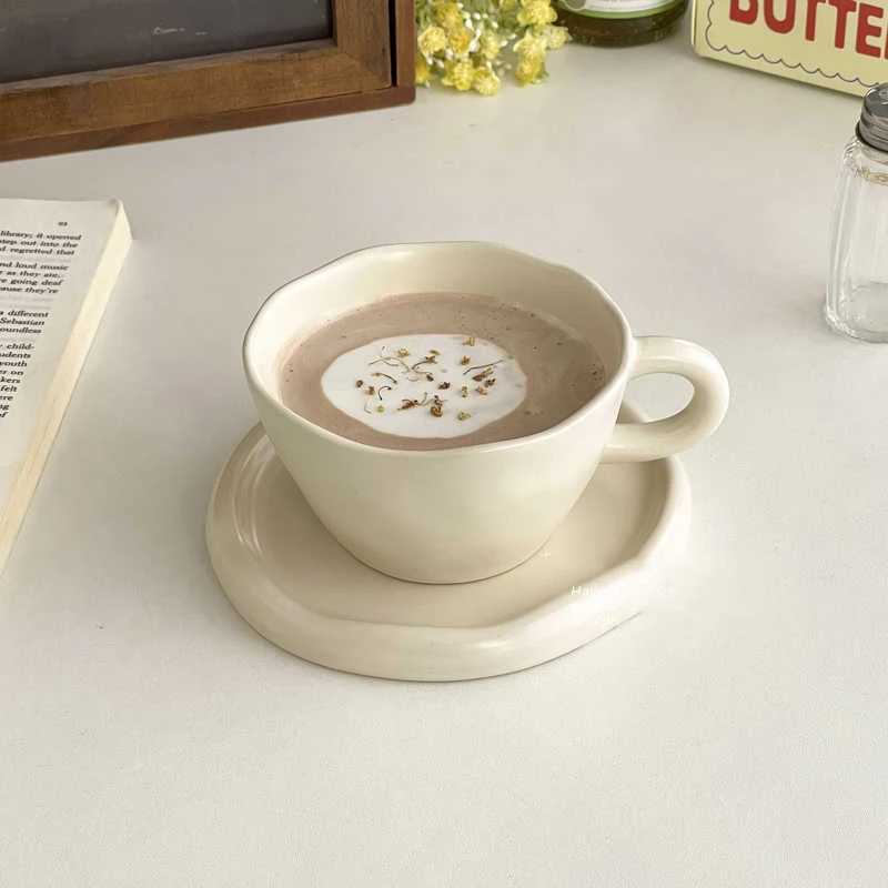 300ml Solid Colour Ceramic Coffee Cup And Saucer Household Simple Breakfast Milk Cup Pastry Plate Afternoon Tea Drinking Supply Y251125