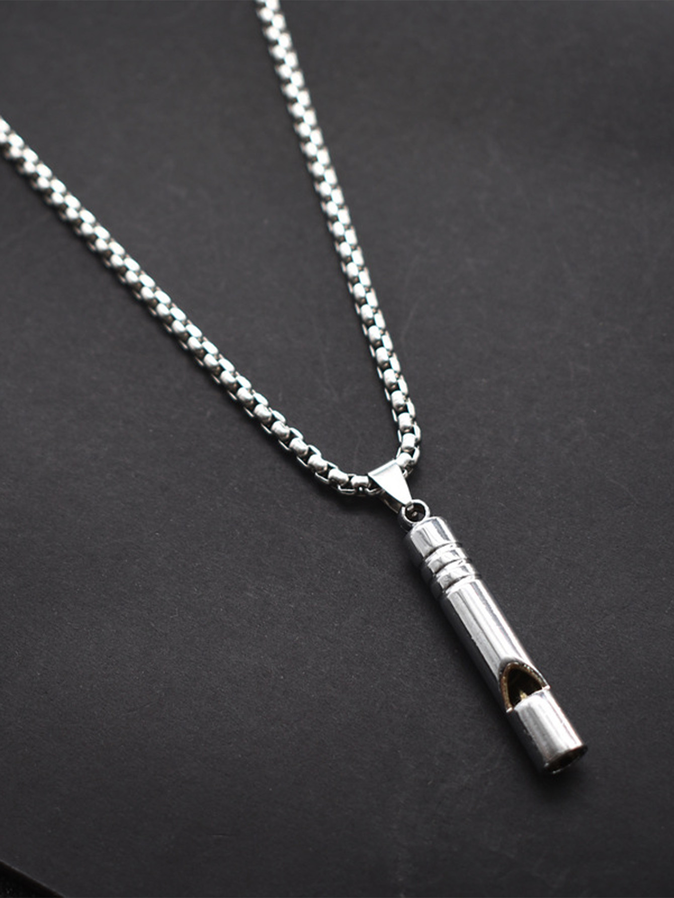 1 stainless steel whistle pendant necklace for both men and women