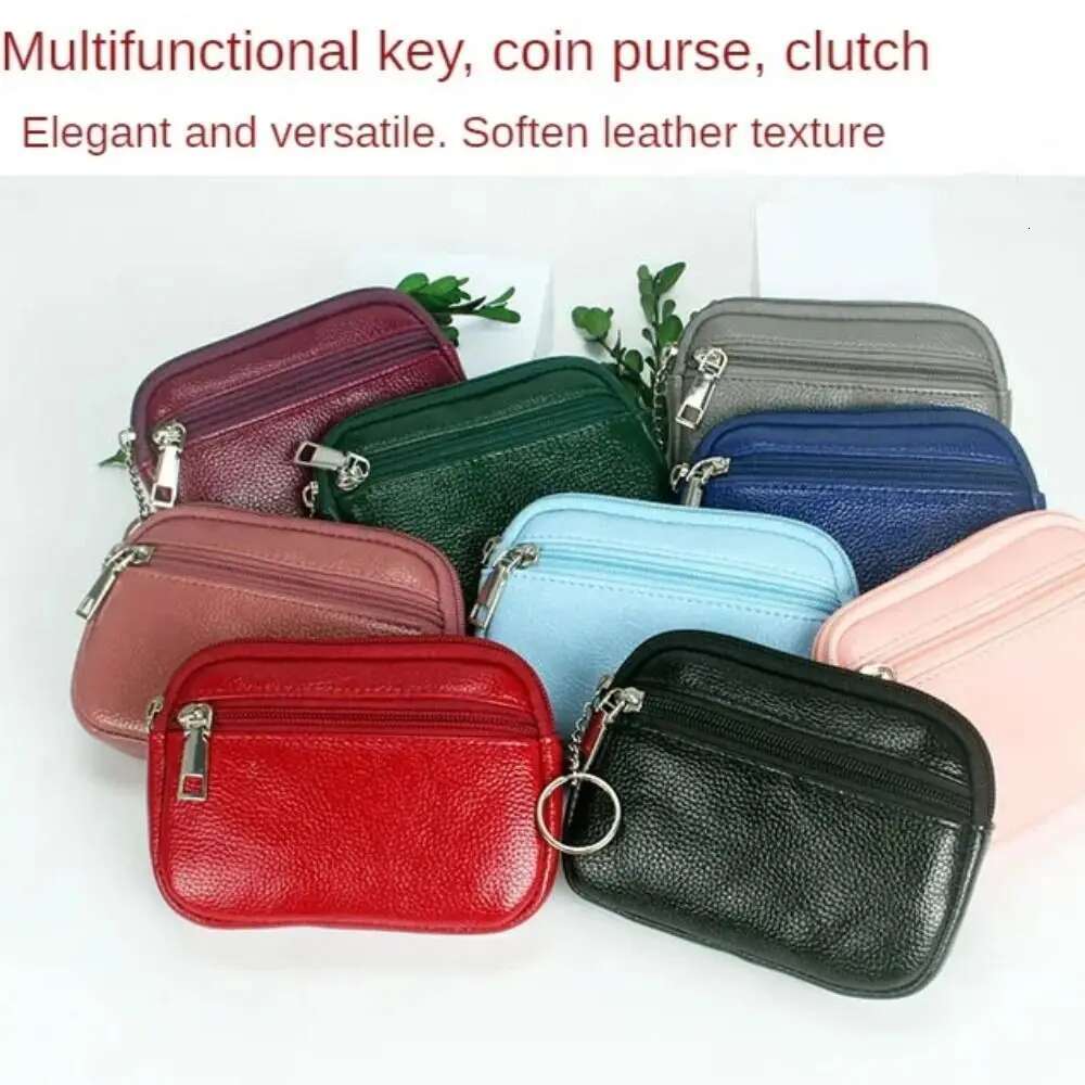 Women Mini PU Leather Female Card Holder Coin Short Wallets Small Purse Zipper Keychain Clutch Bag Wallet