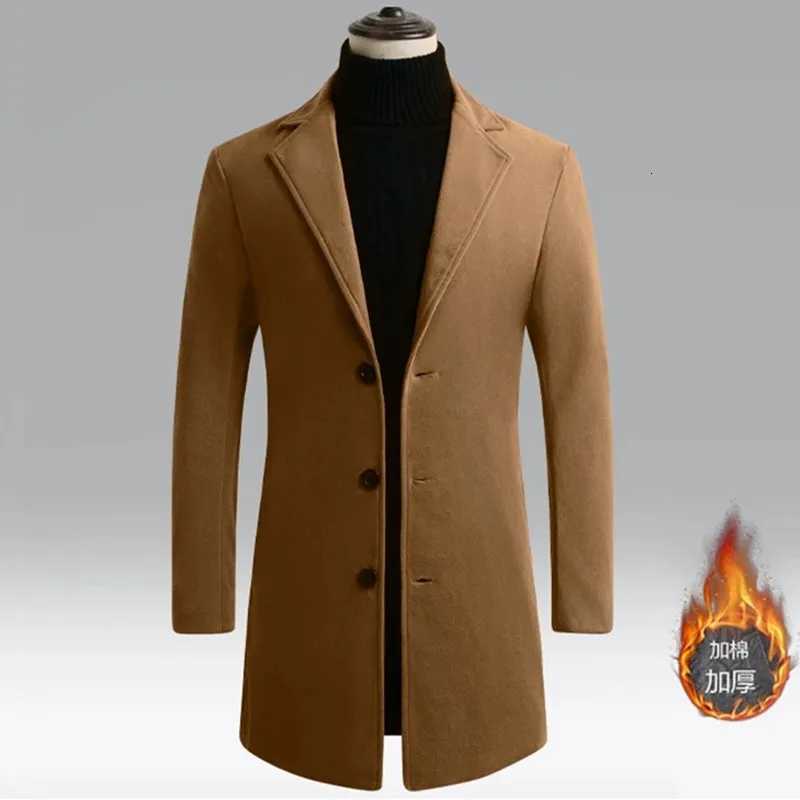 Men Winter Trench Coats Long Jackets Men Slim Fit Casual Wool Blends Business Casual Trench Thicker Warm Long Coats Size 5XLT251125