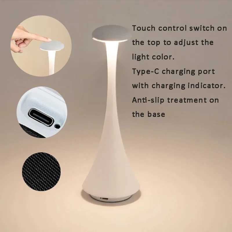 New Arrival Mushroom Table Lamp Rechargeable Wireless touch Lamp Creative Lamp USB-C Desk Lamp Hotel Bedroom Atmosphere Light C251125