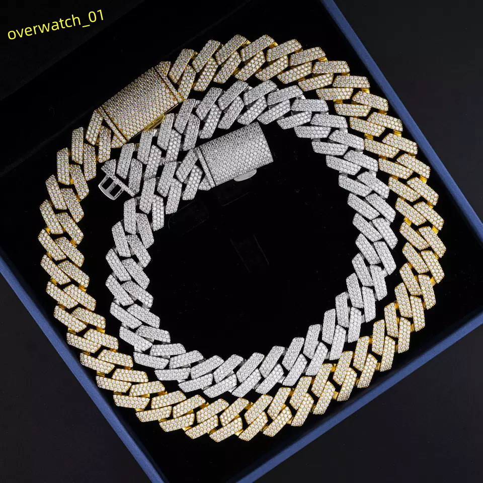 in Stock 925 Silver Hip Hop Jewelry VVS Moissanite Cuban Chains with Certificate Wholesale Bulk Inverse Necklace