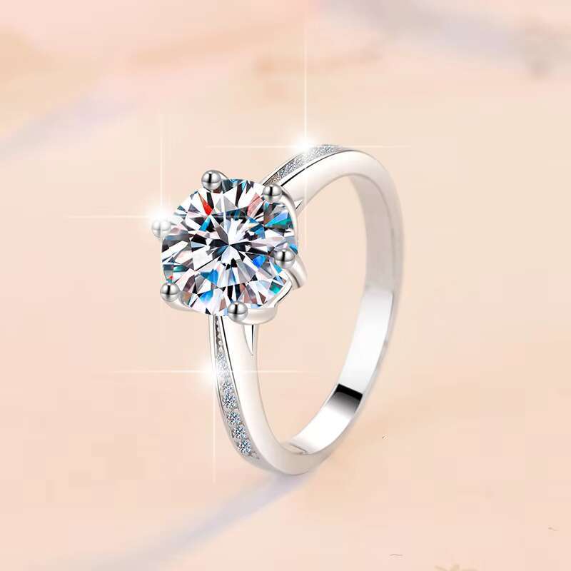 MCT Luxury Womens Wedding Ring 3 Ct Moissanite Round Diamond Certified Classic Style Silver Fashion Jewelry for Parties