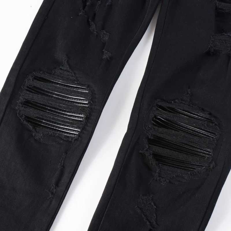 Fashion Y2Kfashion new high-quality jeans with pleated red patches elastic slim fit washed blue jeans high street hip-hop brand Y251124