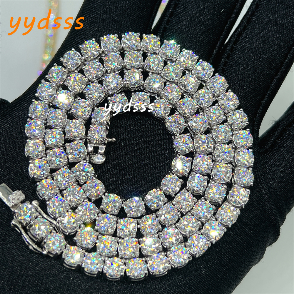 2022 Fashion New Design Necklace 925 Sterling Silver 5mm Vvs Moissanite Tennis Chain