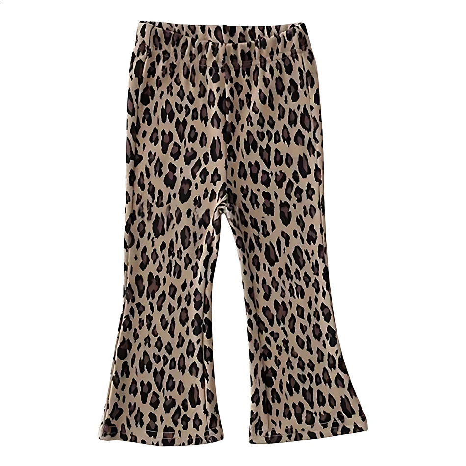 Autumn Spring Girls Fashion Leopard Dots Plaid Flared Pants Childrens Long Trouser for Little Princess 250422