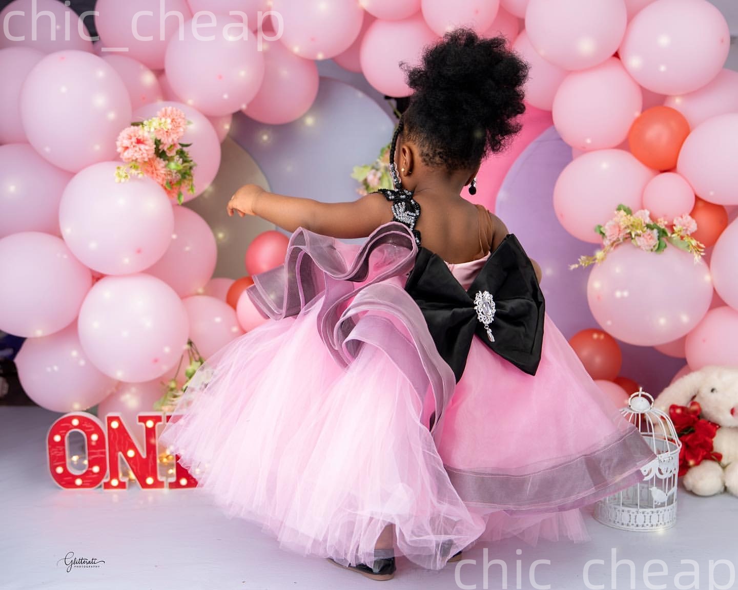 2026 Pink Ball Gown Flower Girl Dresses Bow Lace Beaded Sheer Neck Little Girl Christmas Peageant Birthday Christening Tutu Dress Gowns ZJ4242