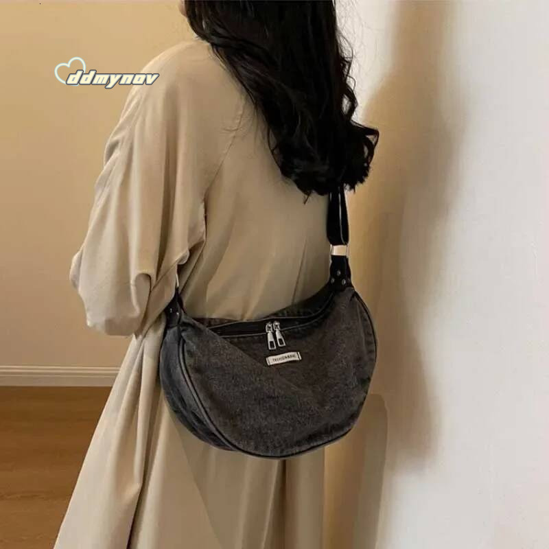 Women Denim Large Capacity Strap Adjustable Crossbody Sling Vintage Messenger Casual Shopper Bags 2024 Shoulder Bag ddmynov