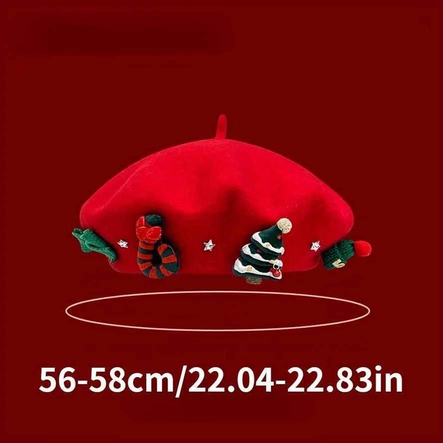 Red Beret Christmas Hat - Trendy festive photographer style Perfect for Xmas Valentines New Year celebrations Shop now J251125