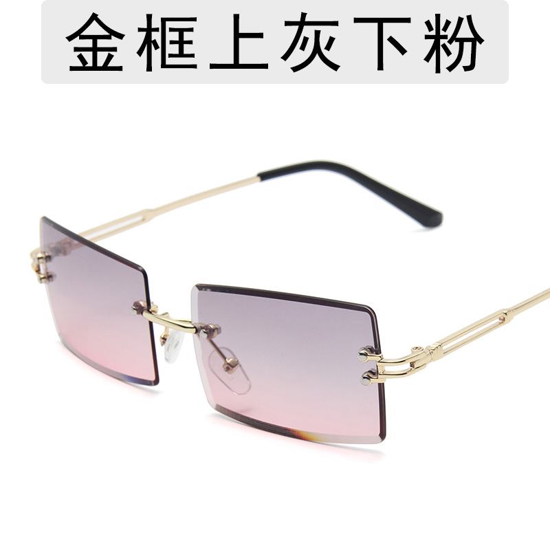 Cross-Border Fashionable Eyewear for Ladies: Unframed Gradient Square Shades