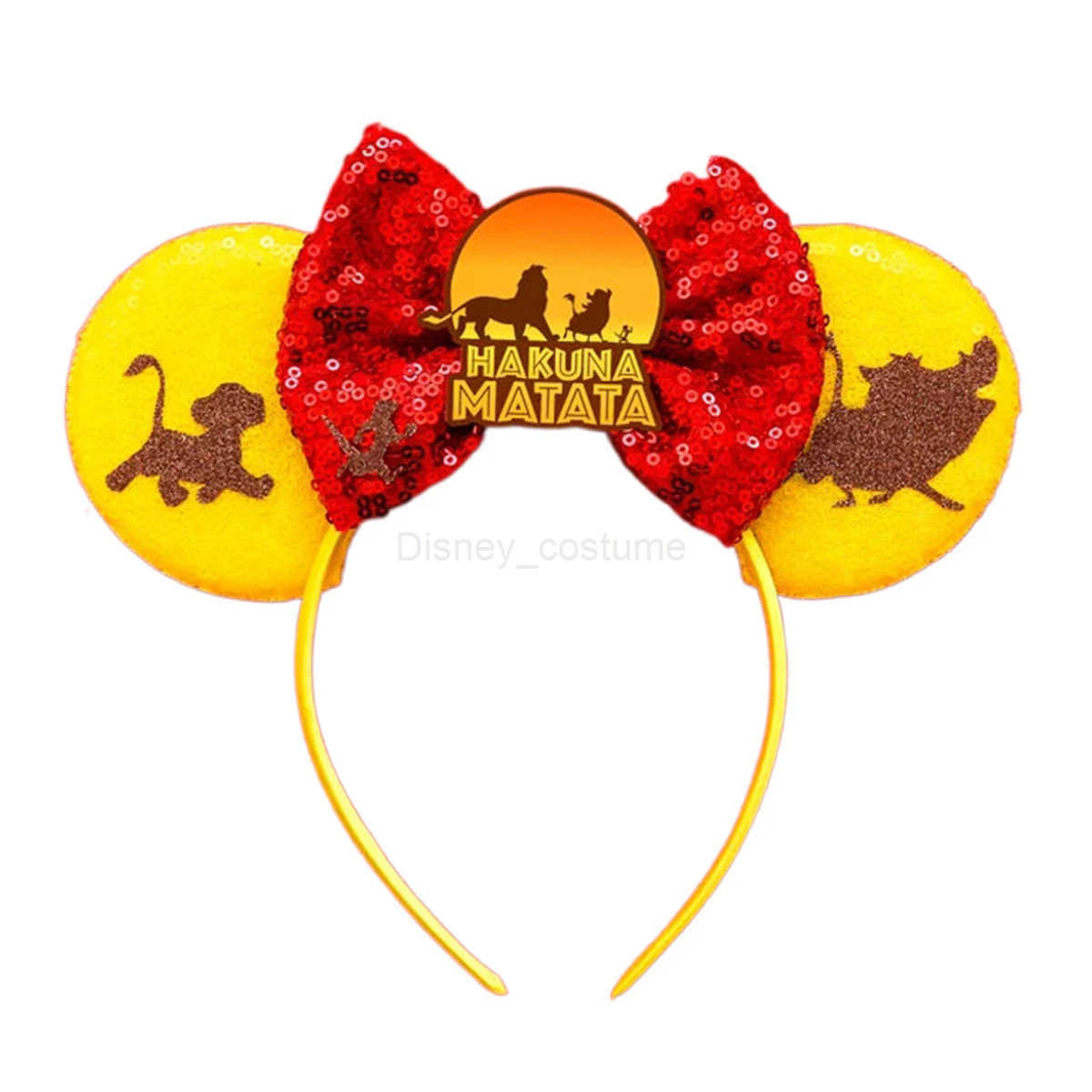 Disney Lion King Mickey Mouse Childrens Ear Straps Mufasa Simba Hair Girl Peng Peng HAKUNA MATATA sequins Bow Hair Accessories X250425