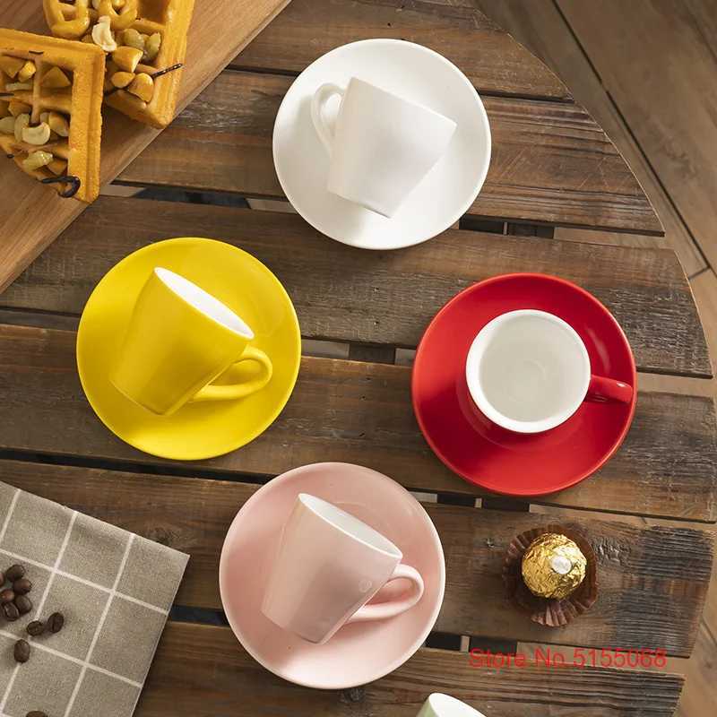 Nordic Style Tulip Shape Multicolour Macaron Espresso Cup And Saucer Set Black Itan Coffee Mug Cafe Tea ESPRESSO SHOT Glass Y251125