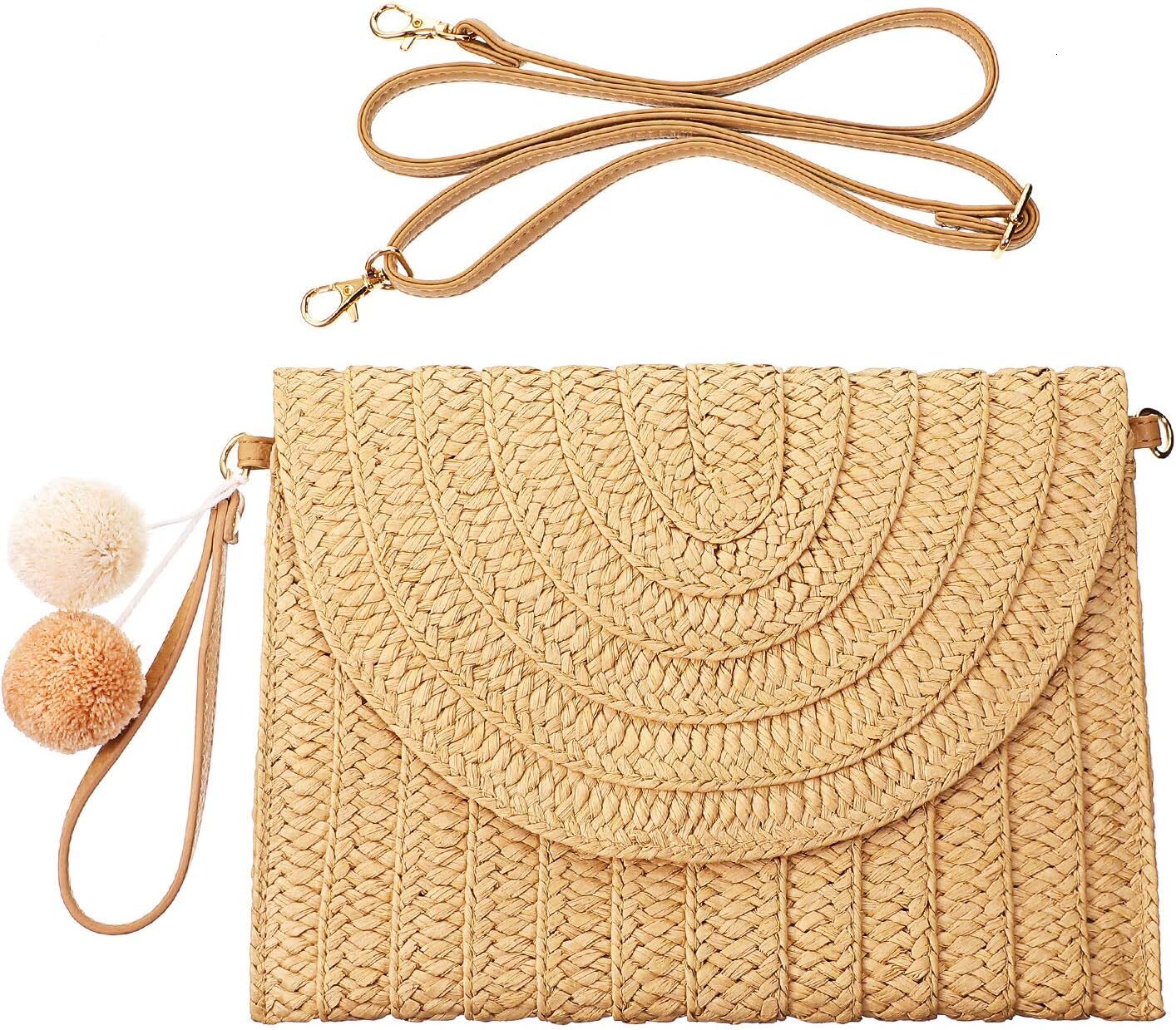 Shoulder Bag Women Straw Clutch Crossbody Wallet