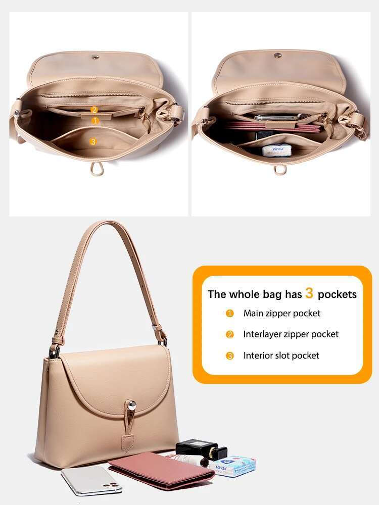 Zency 2024 Women's Soft Leather Handbag Large Pocket Tote Shoulder Crossbody Gift Lady Underarm Bag Adjustable
